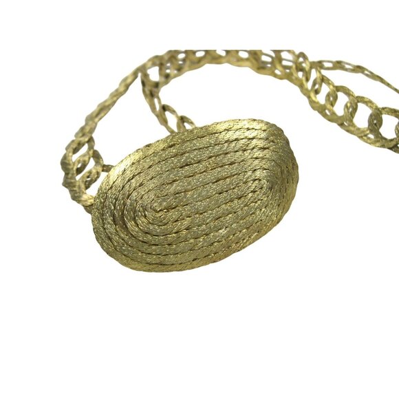 Vintage Gold Tone Woven Chain Link Belt Oval Adjustable Hollywood Glam 36 inch main image 6